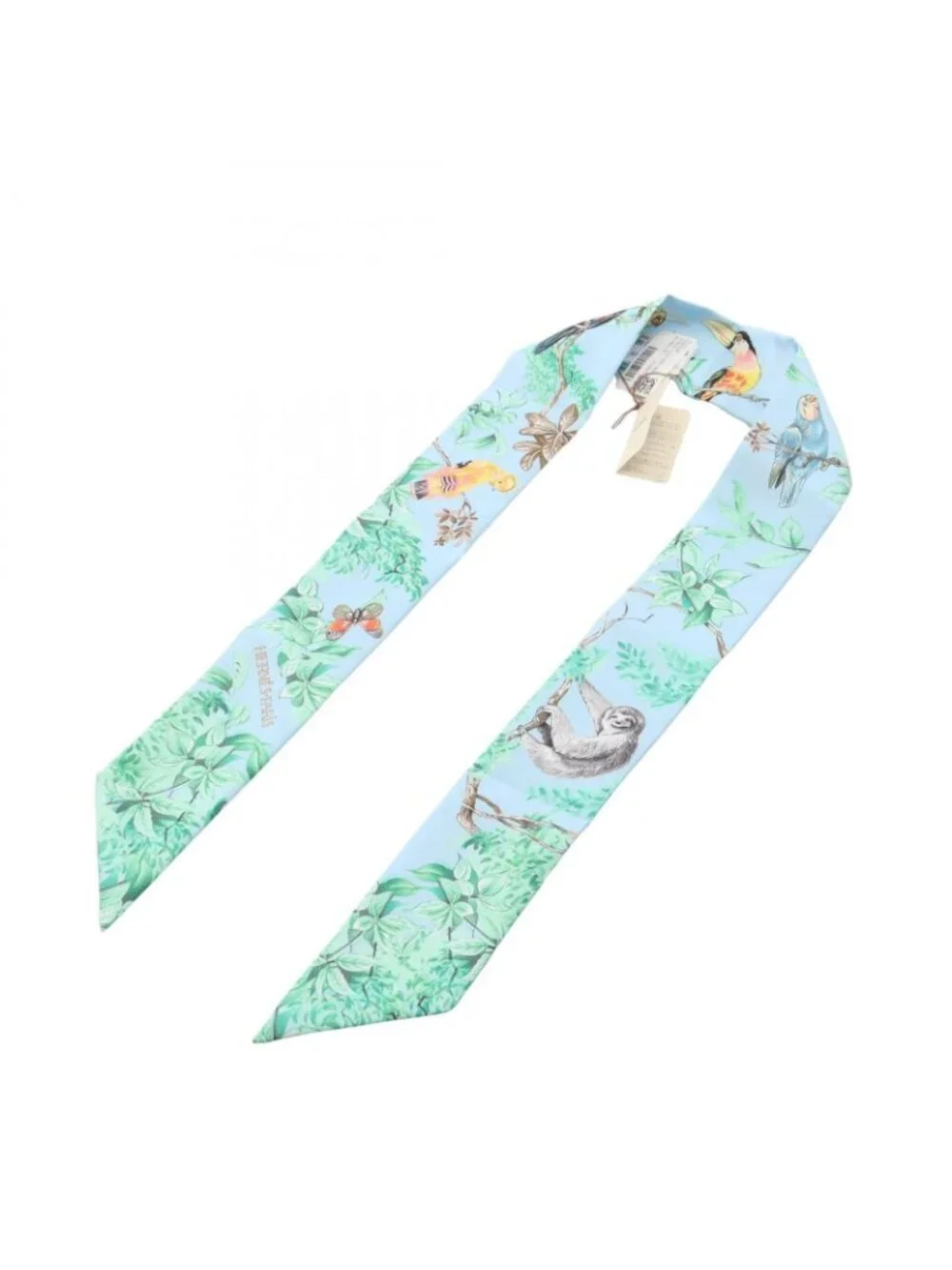 Hermes Scarf Twilly Equateur Ribbon Blue Silk